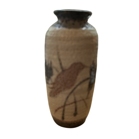 Vintage Ebeling & Reuss Pottery Vase 7.5" With Bird Design - Picture 1 of 5